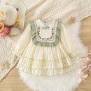 Baby Girl Flower Pattern Fluffy Dresses for Spring And Autumn