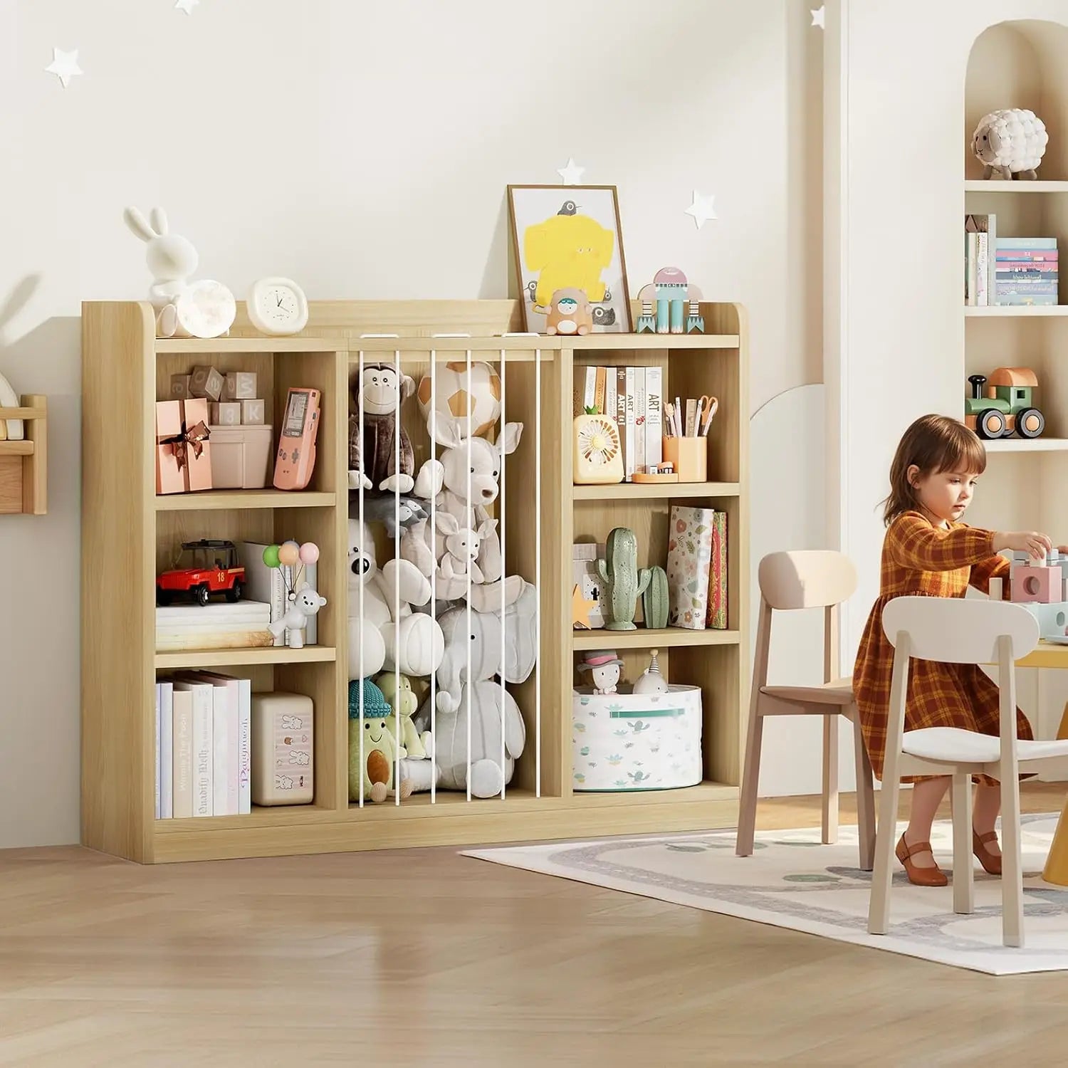 Plush Toy Organizers with 8 Storage Cubbies for Kids Rooms