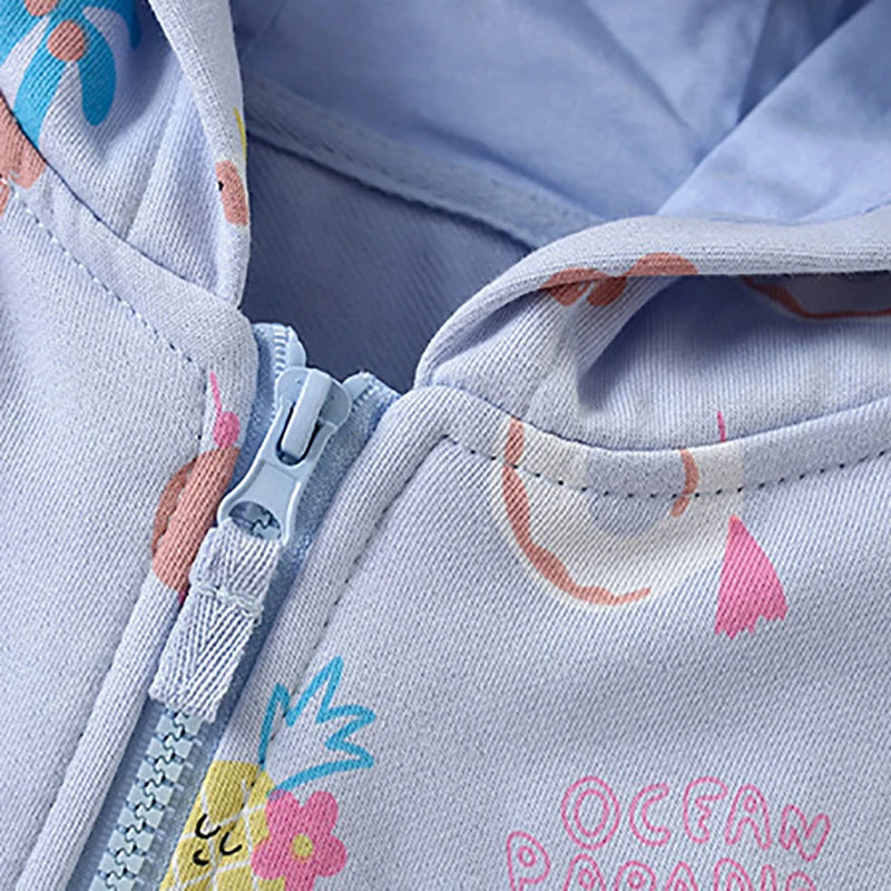 Cartoon Print Hooded Kids Cotton Sweatshirts