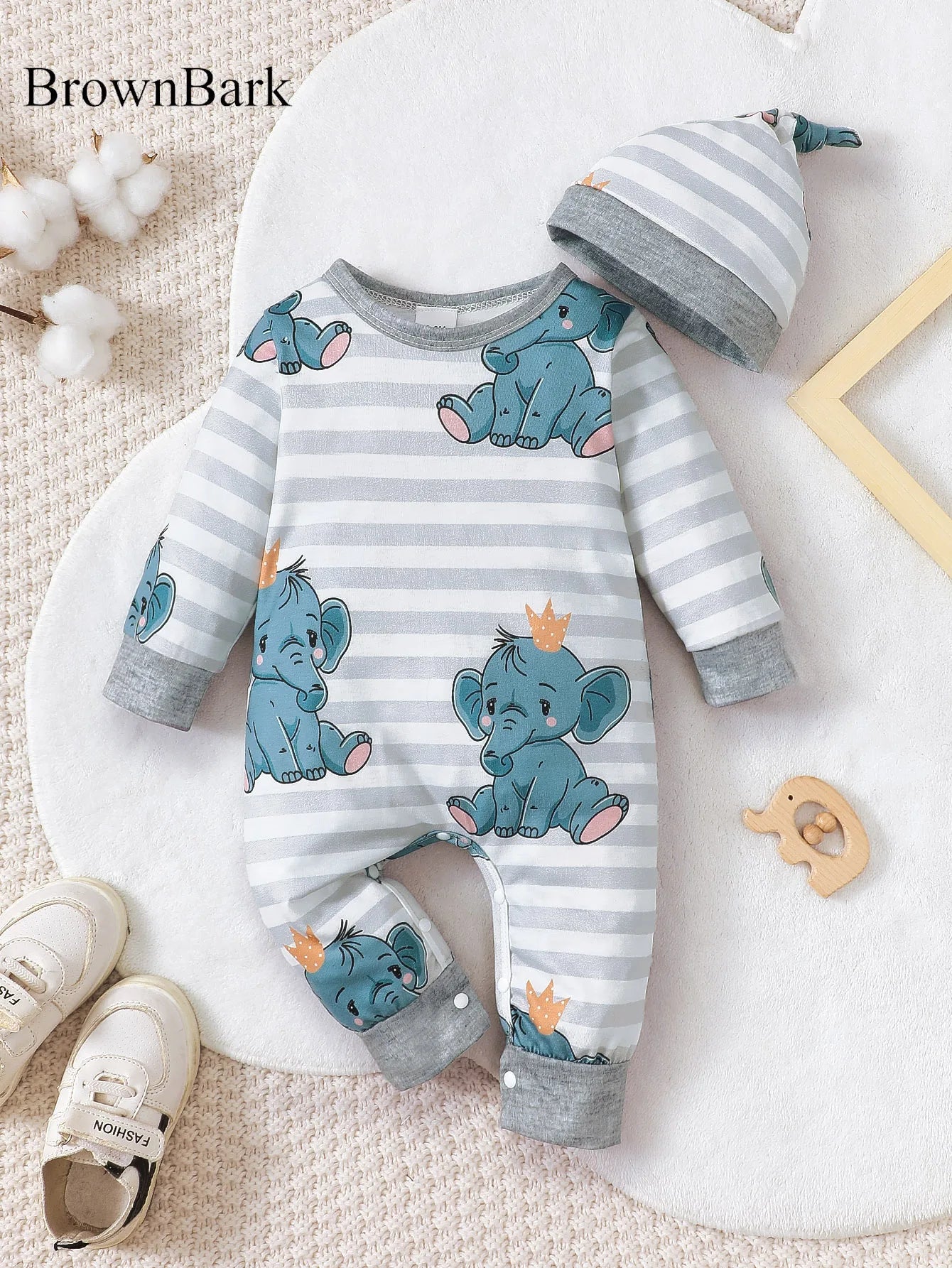 Baby Kids Cartoon Print Winter Bodysuit childrensterritory