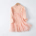 Knitted Mesh Splice Dresses for Little Girls with Round Neck childrensterritory