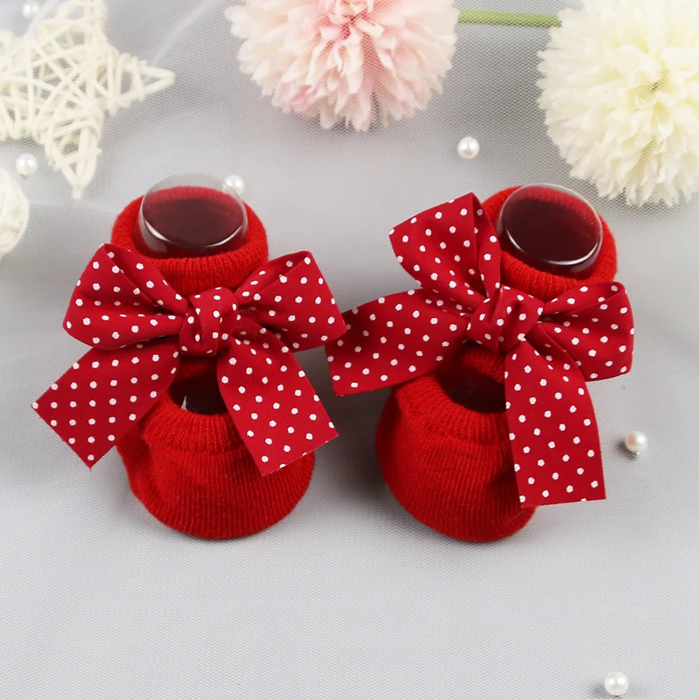 Bow Design Newborn Baby Girl Cotton Socks