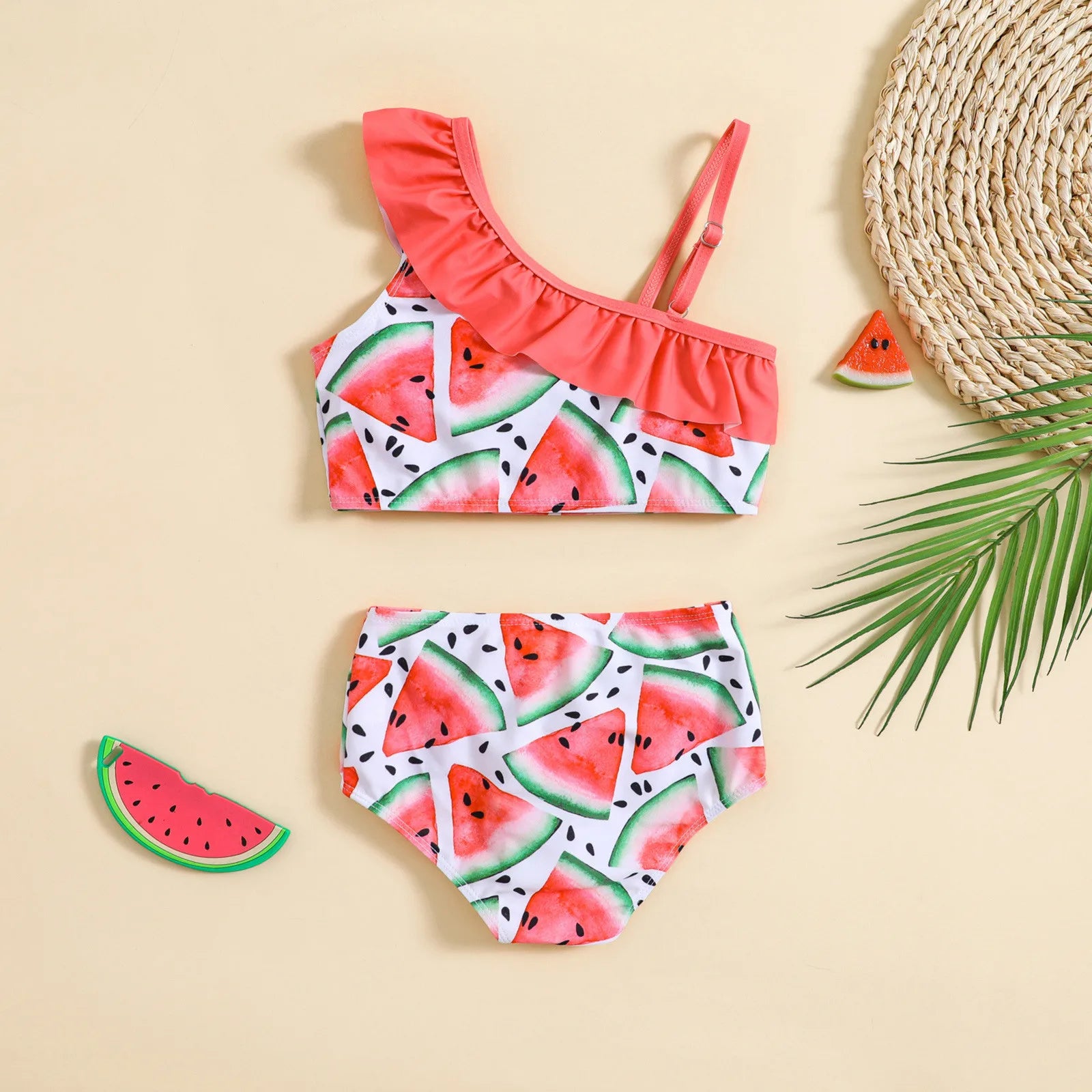 2PCS Watermelon Print Kid Girl Tankini Swimsuit Set