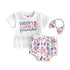Baby Girl Tassel Tops Cartoon Shorts Headband Outfit for 4th July childrensterritory