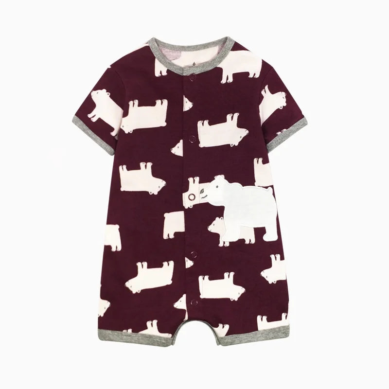 Baby Cartoon Print Cotton Short-Sleeve Summer Romper childrensterritory