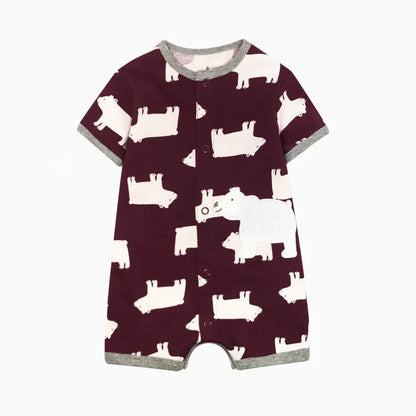 Baby Cartoon Print Cotton Short-Sleeve Summer Romper childrensterritory