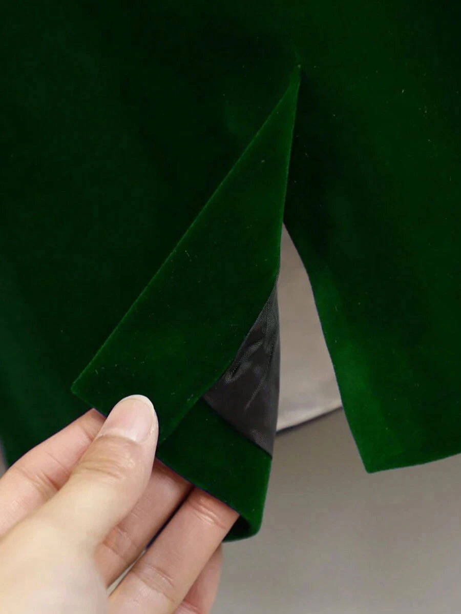 Kids Boys Formal Velvet Suit Set With Bowtie