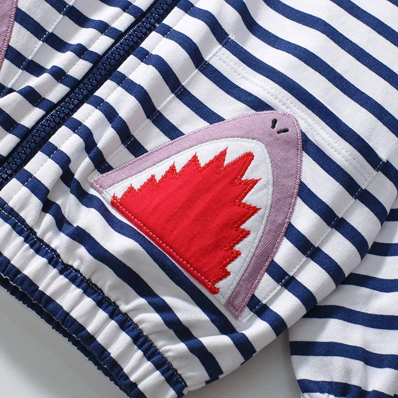 Cartoon Shark Design Cotton Hoodies for Kids