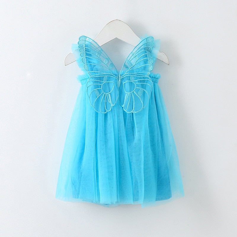 Baby Girl Sleeveless Tulle Birthday Party Dresses with Butterfly Wings childrensterritory