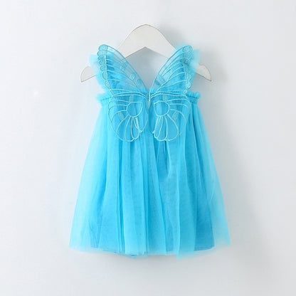 Baby Girl Sleeveless Tulle Birthday Party Dresses with Butterfly Wings childrensterritory