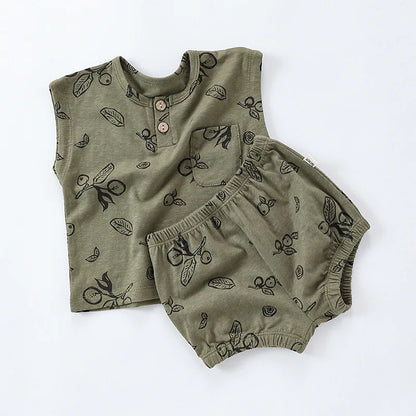 Baby Girl Printed 2pcs Top and Shorts Outfit Set for Summer childrensterritory