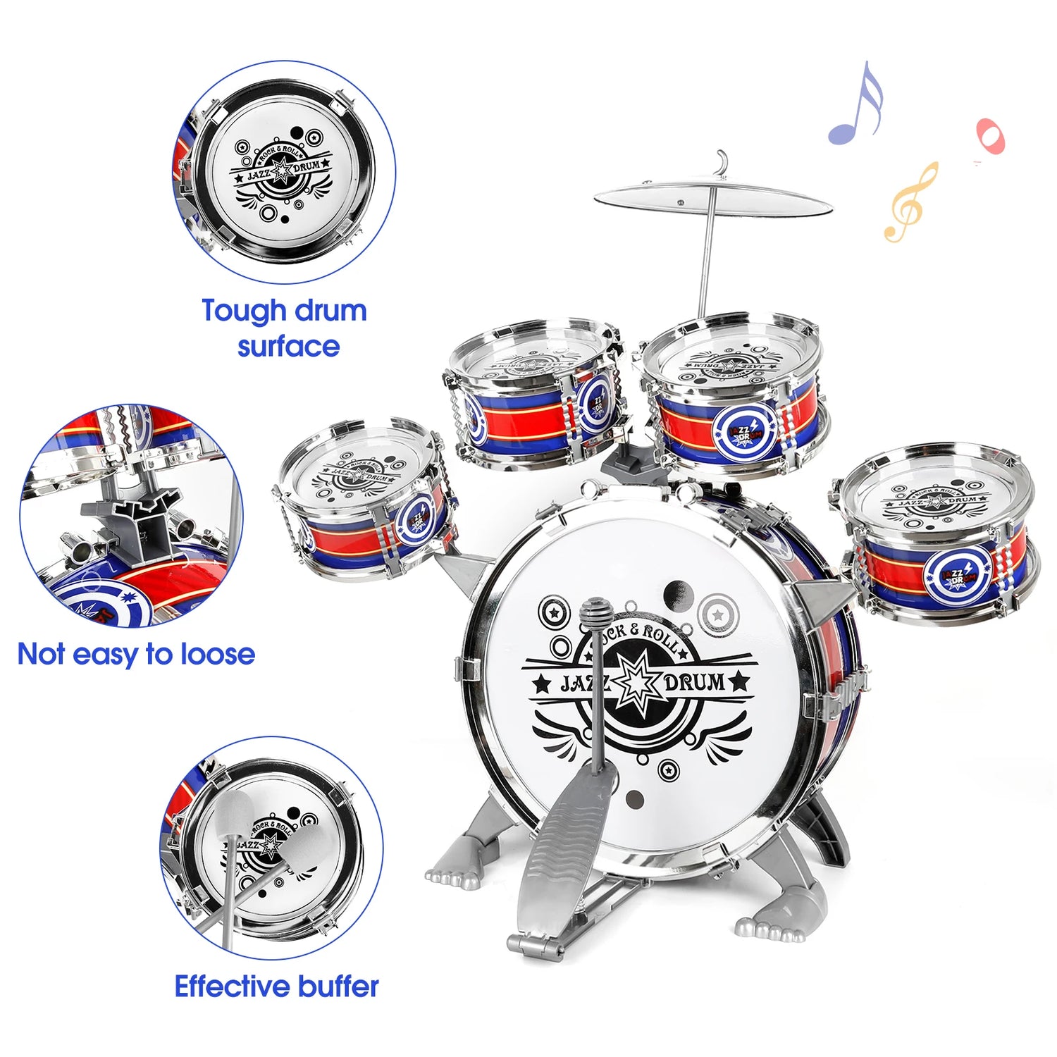 Kids Musical Instruments Toy- Mini Jazz Drum Set with Stool