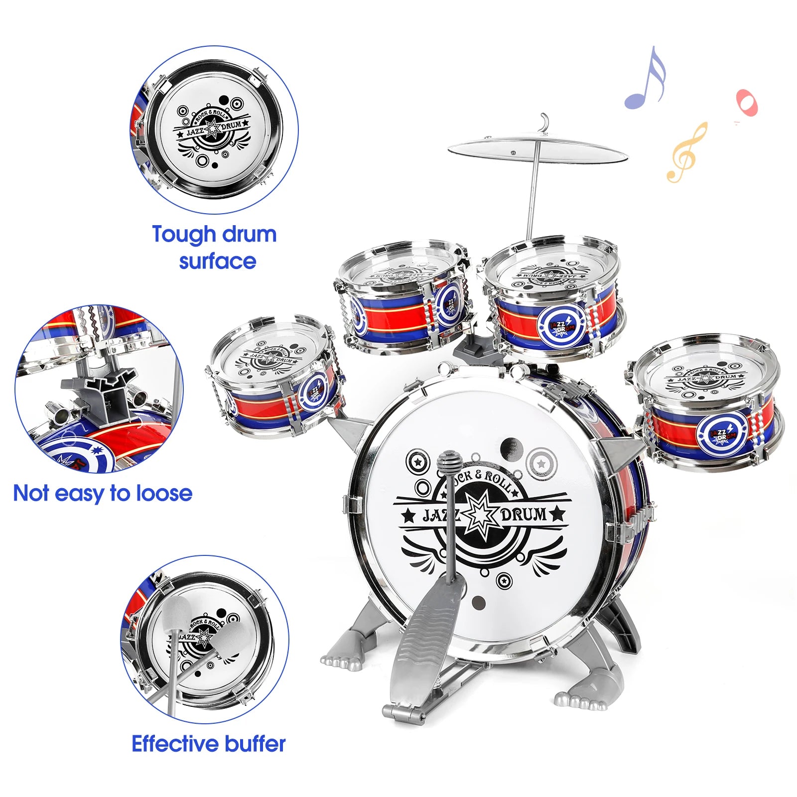 Kids Musical Instruments Toy- Mini Jazz Drum Set with Stool