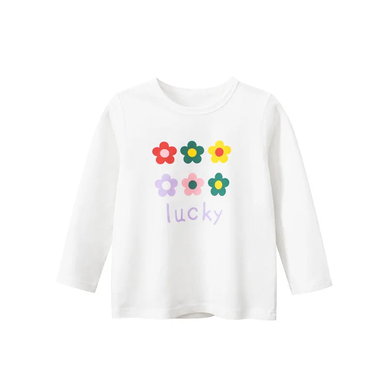 Girls' Cartoon Print Long Sleeves Stylish Tops