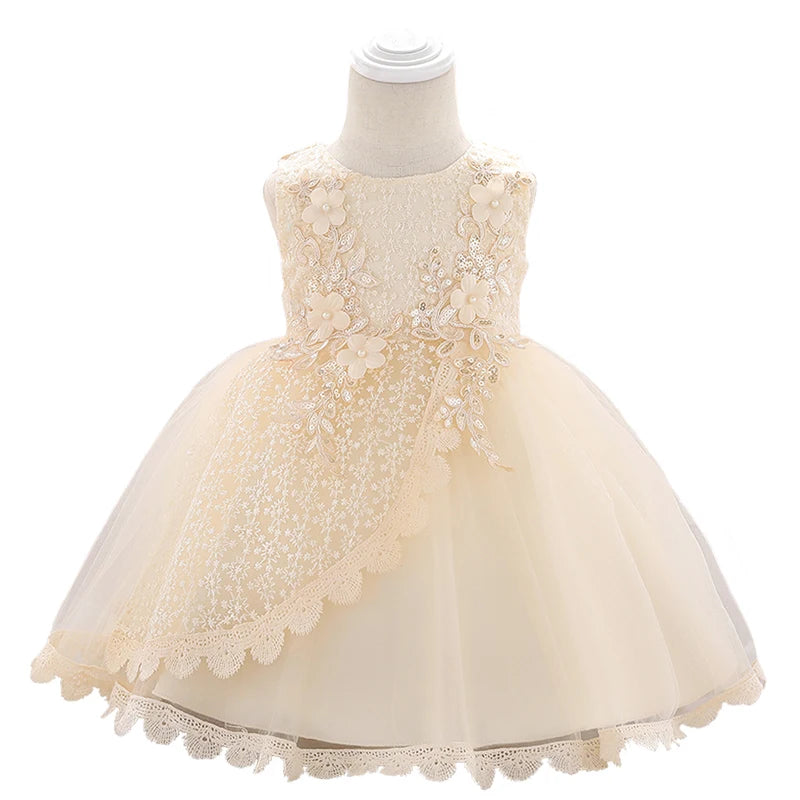 Baby Girl Lace Embroidered Formal Occasion Gowns