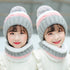 Korean Style Kids Knitted Wool Ball Beanies and Scarf Set childrensterritory