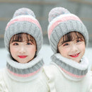 Korean Style Kids Knitted Wool Ball Beanies and Scarf Set childrensterritory