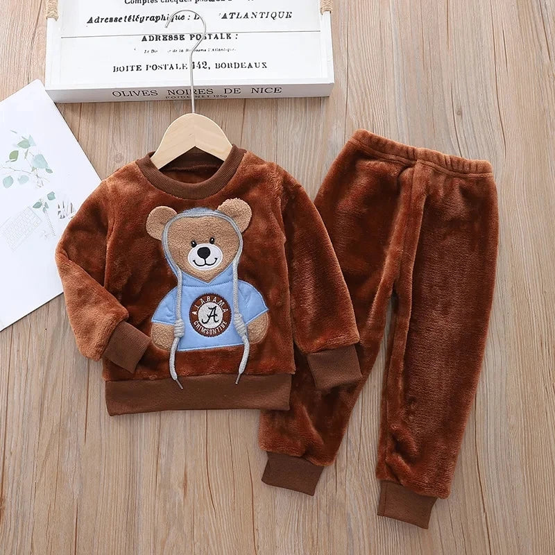 Kids Cartoon Design Warm Casual Clothing Set