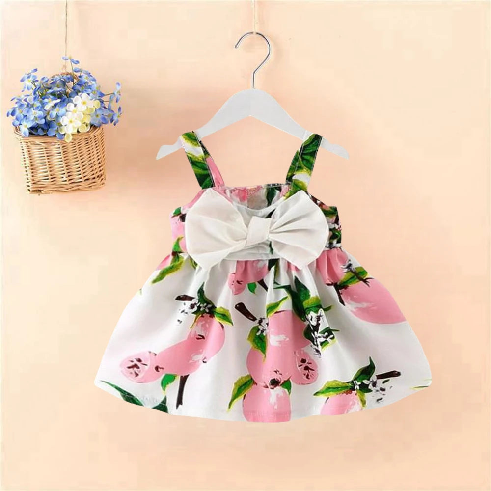 Infant Girls Beautiful Floral Bowknot Sleeveless Summer Dresses childrensterritory