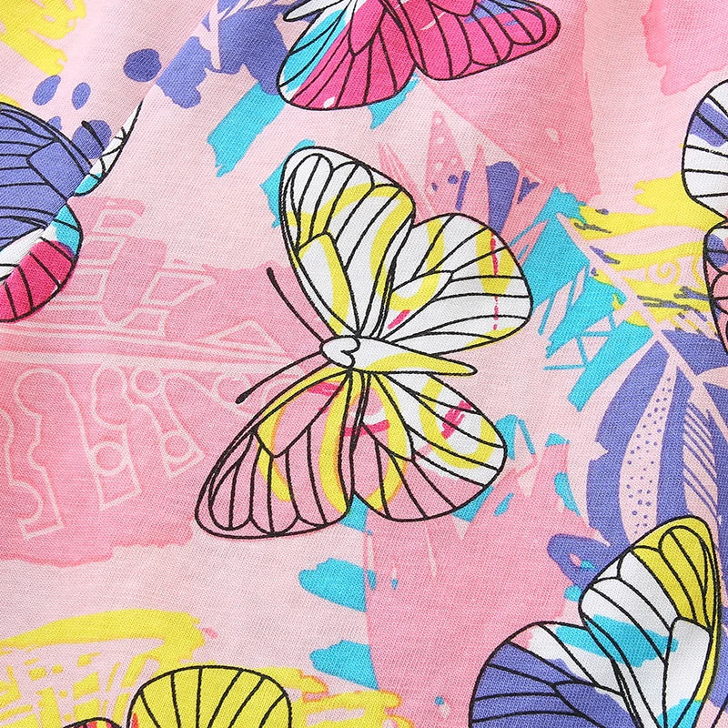 Girls Butterfly Print Casual Summer Clothing Set childrensterritory