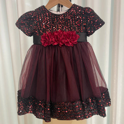 Baby Girl Sequin Lace Designed Fluffy Baptism, Birthday Dress