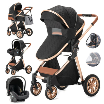 3 in 1 Portable High Landscape Luxury Baby Stroller