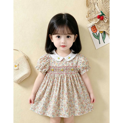 Girls Half Sleeves Floral Printed Casual Summer Dresses