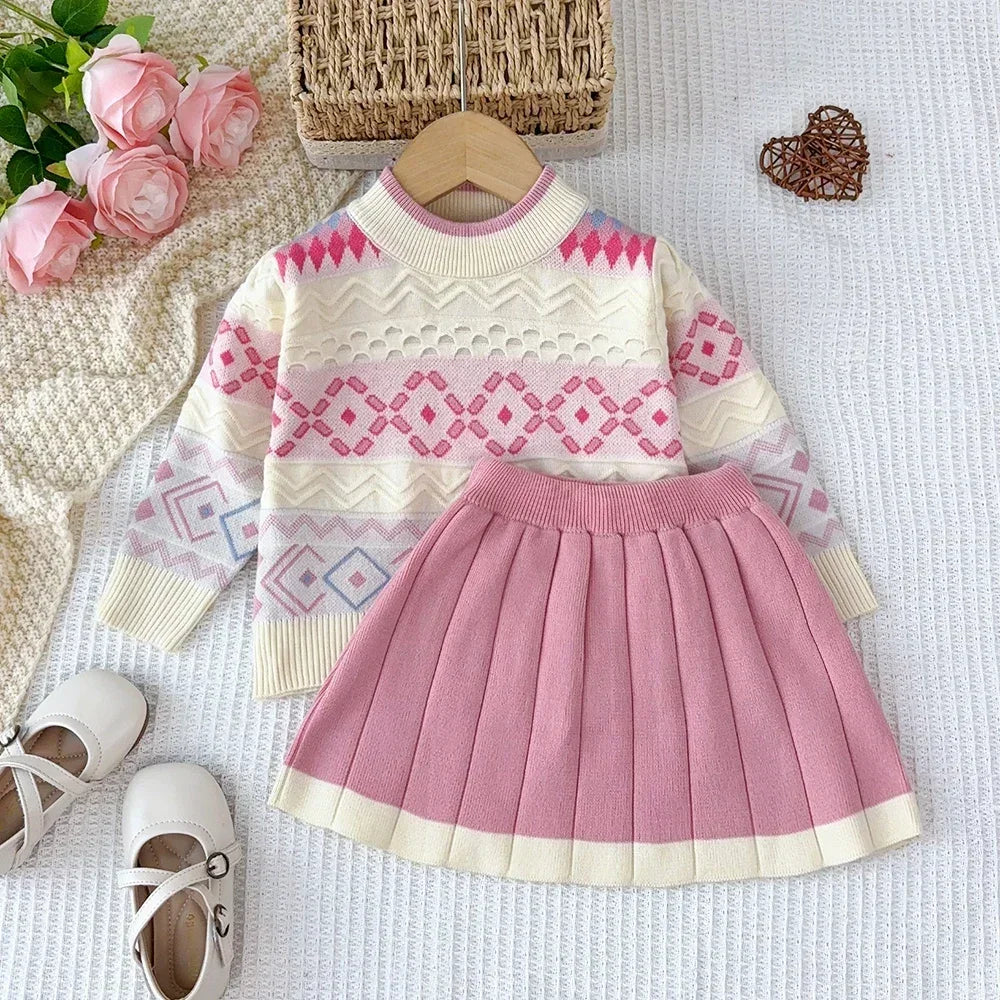 Girls’ Long-Sleeve Printed Warm Outfits