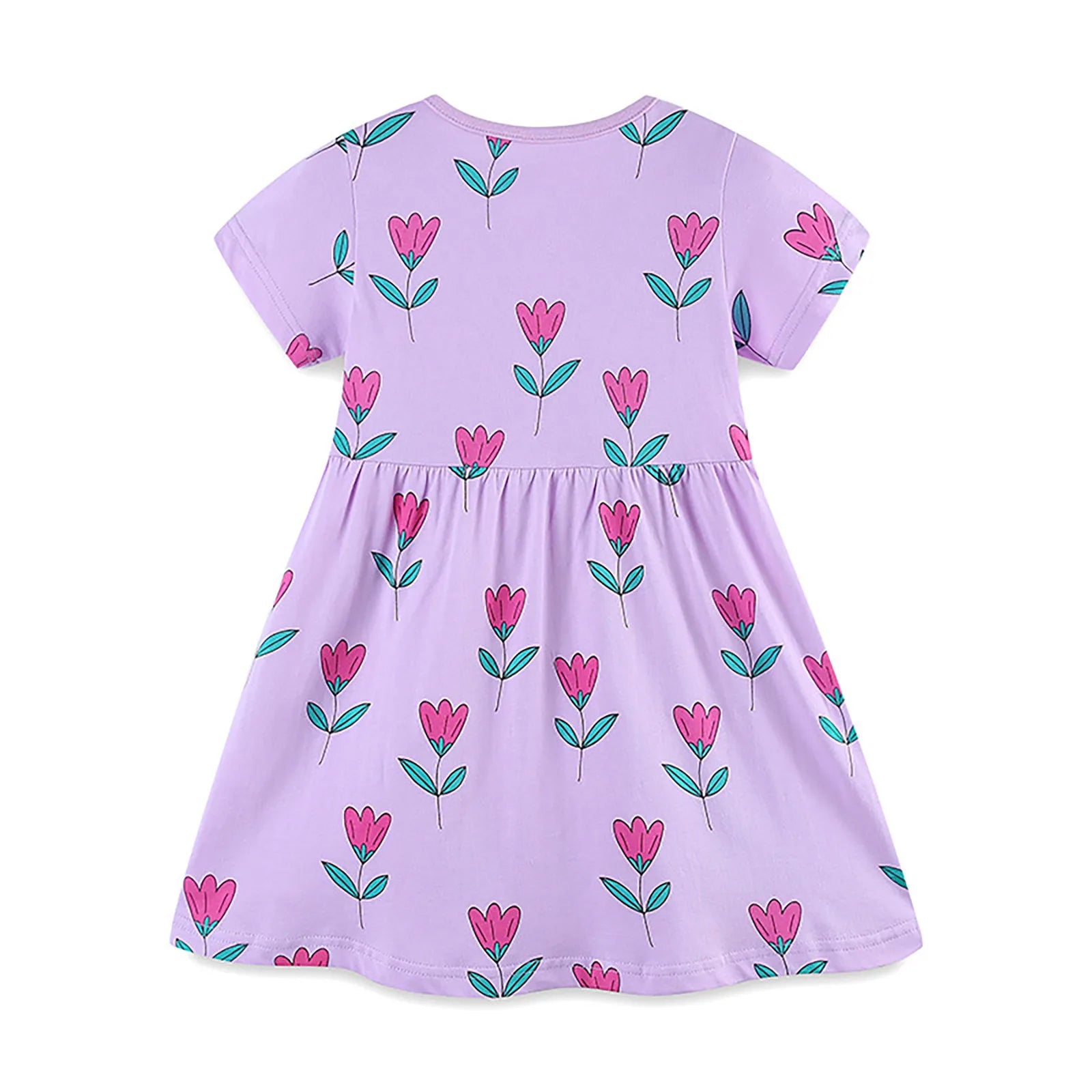 Little Girls' Long Sleeves Cotton Flowers Design Dress