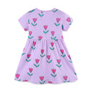 Little Girls' Long Sleeves Cotton Flowers Design Dress