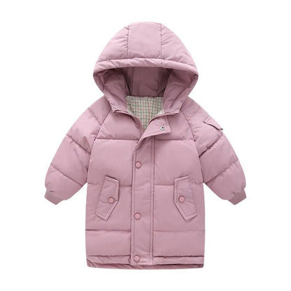Kids Girls Mid-Length Hooded Windbreaker Coats childrensterritory