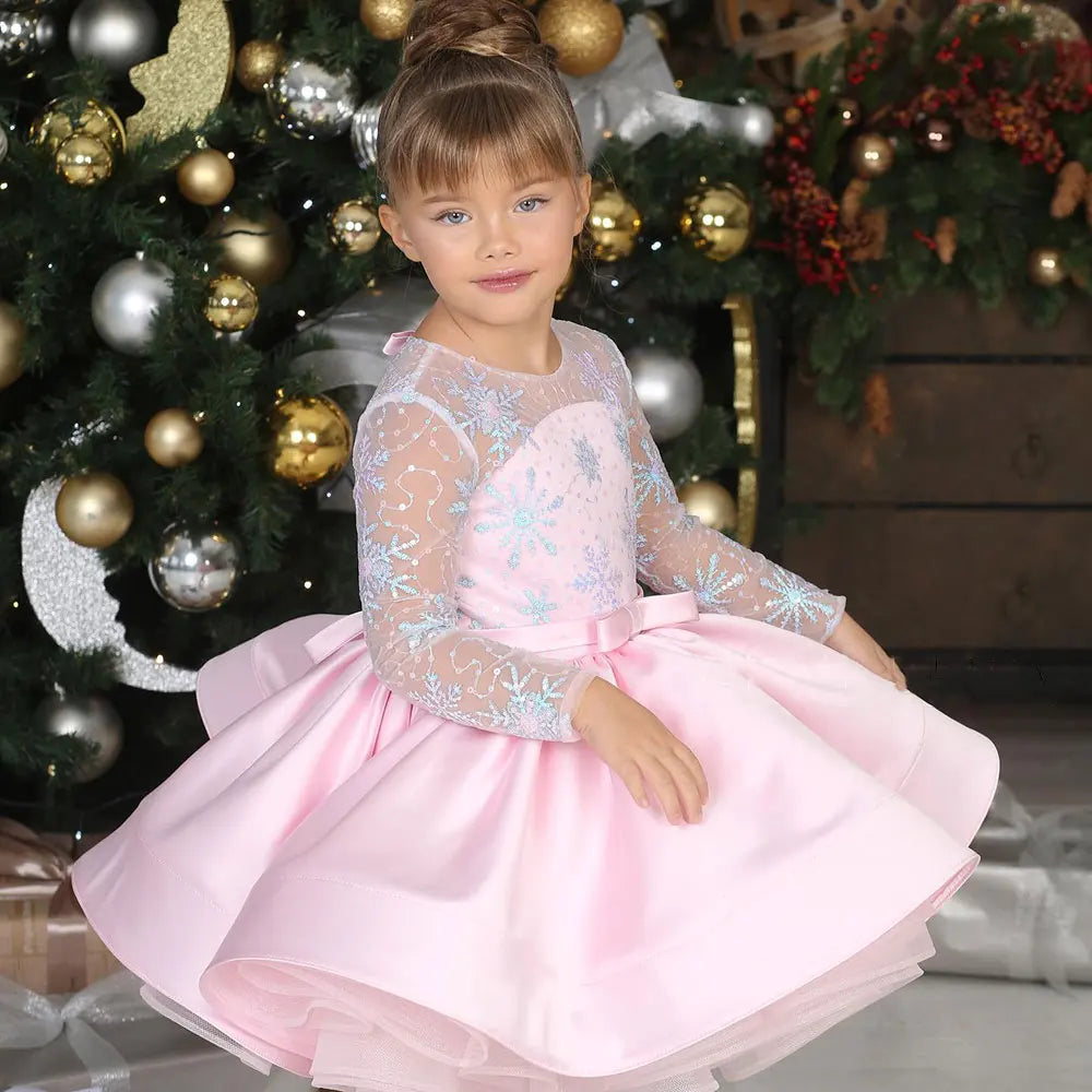 Kids Girls Sequins Princess Ball Gown for Prom Party