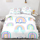 Rainbow Print Lovely Duvet Cover Pillowcase Kids Bedding Set