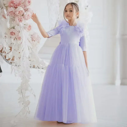 Tulle Flower Girl Dresses With Bow For Wedding Birthday