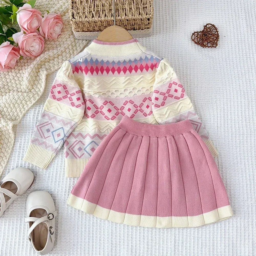 Girls’ Long-Sleeve Printed Warm Outfits