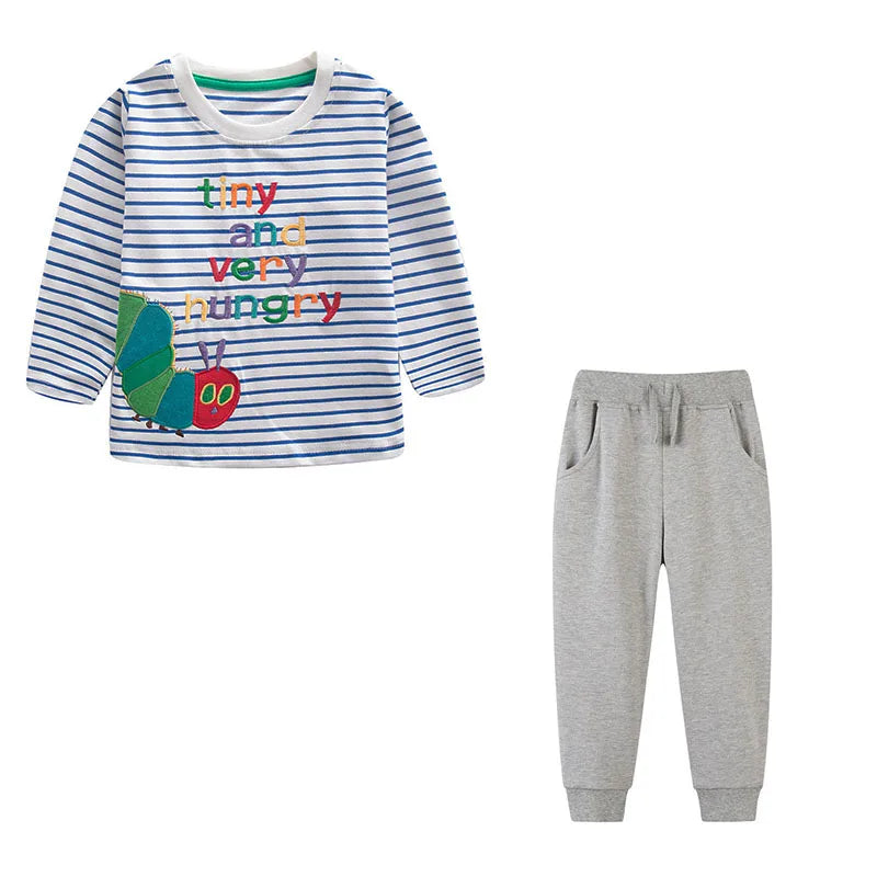 Kids Cartoon Animals and Letter Print 2 Piece Suit Sets childrensterritory