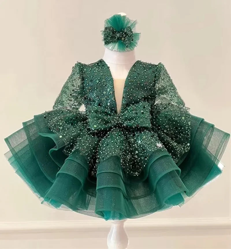 Shining V-Neck Baby/Kids Girls Communion Dresses