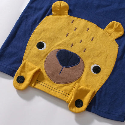 Cartoon Embroidered Kids Long Sleeves Cotton Tops childrensterritory