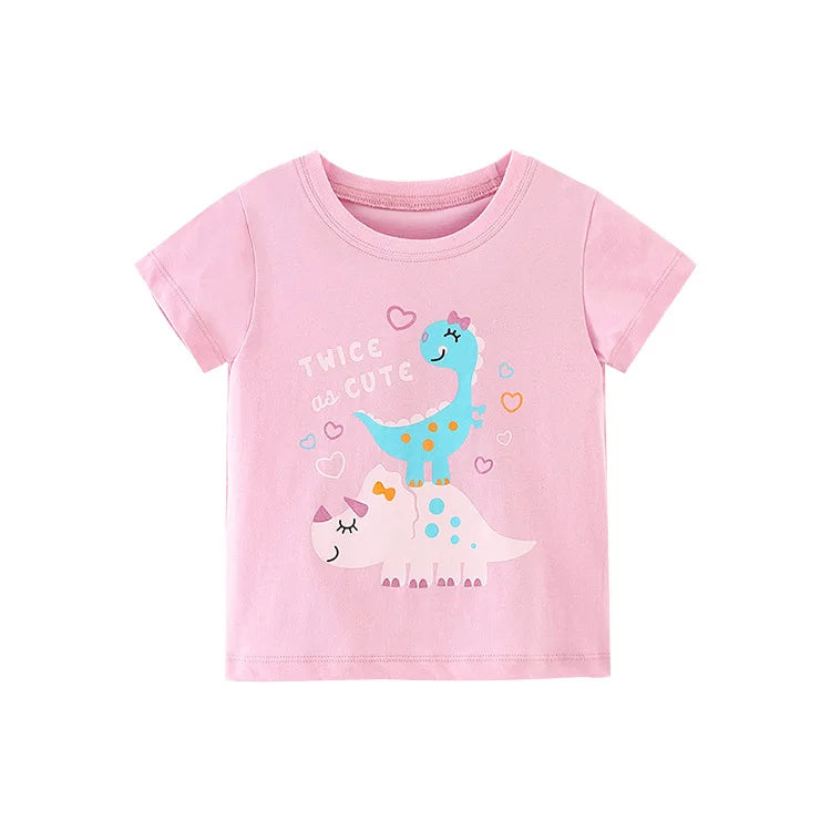 Half-Sleeves Cartoon Print Summer Casual Tops For Girls childrensterritory