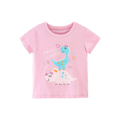 Half-Sleeves Cartoon Print Summer Casual Tops For Girls childrensterritory