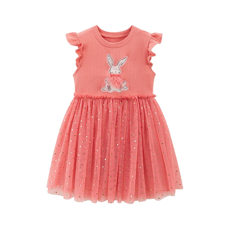 Kids Girls Cartoon Rabbit Embroidery Summer Party Dress childrensterritory