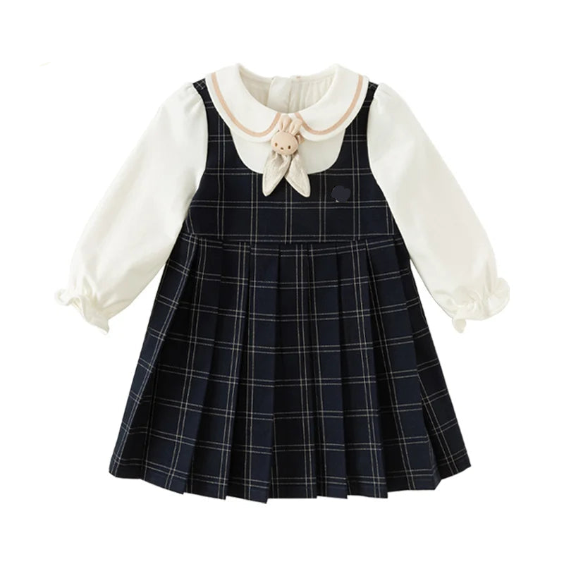 Cute Academic-Style Kids Girls Autumn Princess Dress