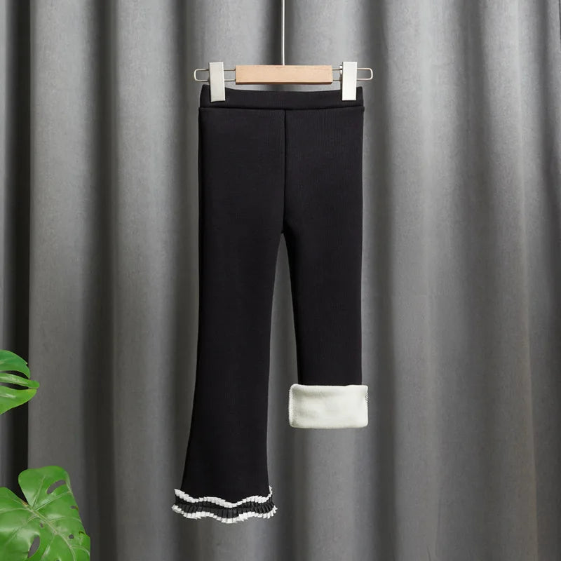Thin Velvet Bell-bottom Design Kids Girls Winter Pants childrensterritory