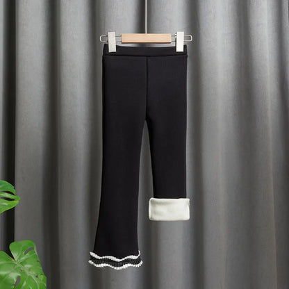 Thin Velvet Bell-bottom Design Kids Girls Winter Pants childrensterritory