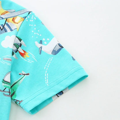 Kids Boys Cartoon Rockets Design Summer T Shirt childrensterritory