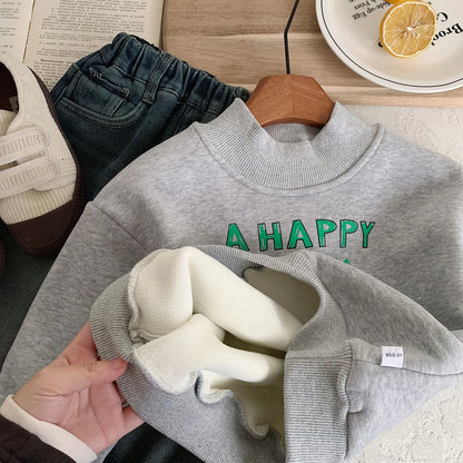 Kids Cartoon Print Long-Sleeved Winter Sweatshirt