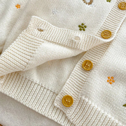 Flower Embroidery Knitted Baby Girls Cardigan childrensterritory