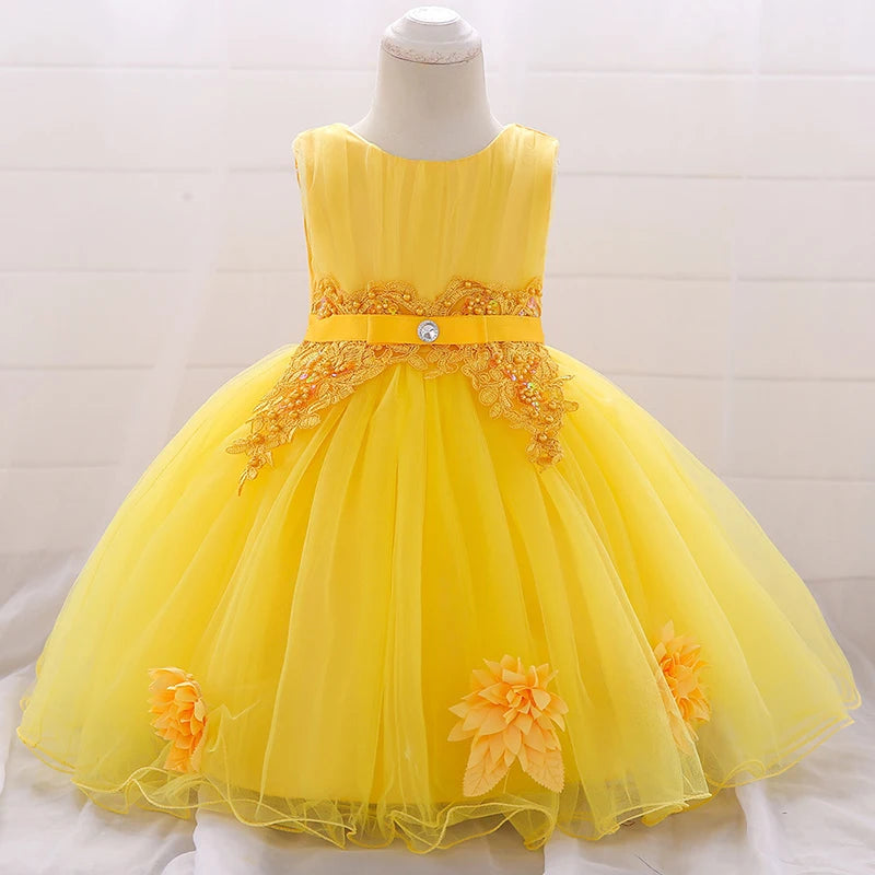 Beaded Sequined First Birthday Party Dresses for Baby Girls