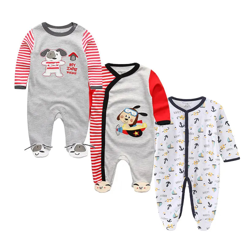 Long Sleeve Overall Printed Baby Zipper Rompers
