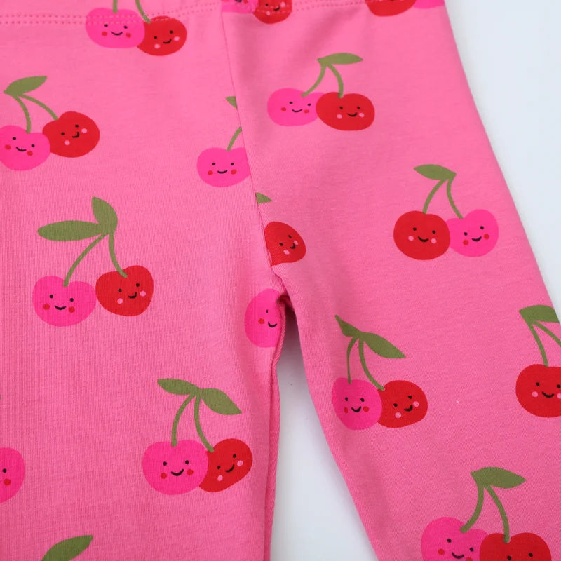 Kids Girls Cartoon Cherry Print Cotton Leggings/Trousers childrensterritory